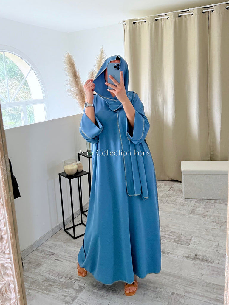 Abaya Châle DUBAI Bleu
