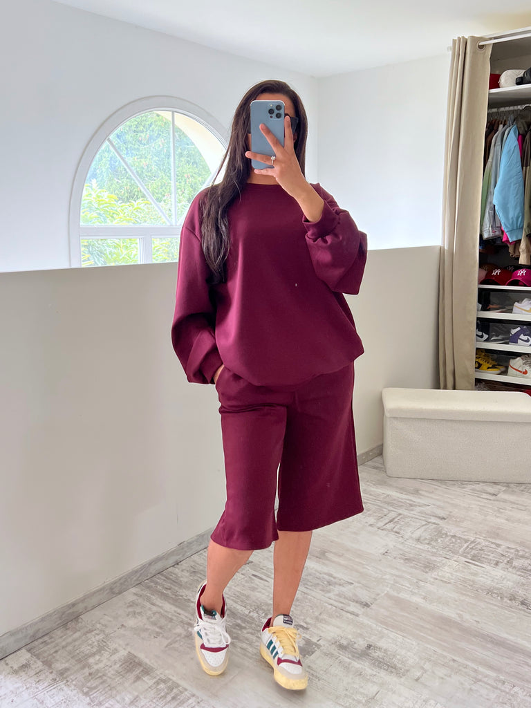 Ensemble Bermuda Sweat Bordeaux