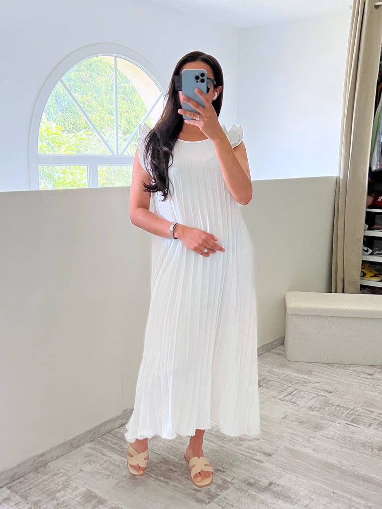 Robe Plissée Blanc