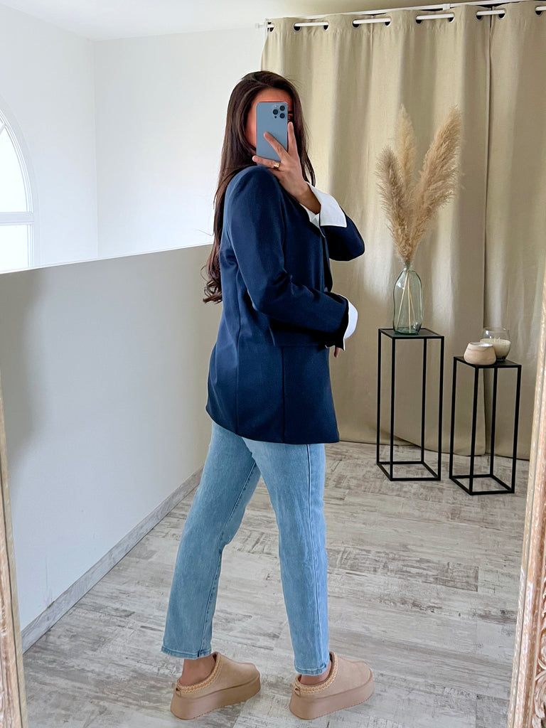 Blazer Manches Revers Marine