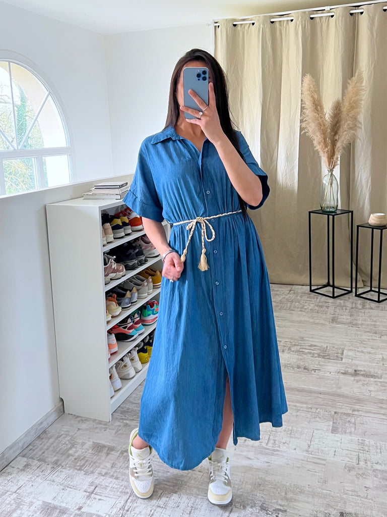 Robe Jean Fluide À Nouer Brut