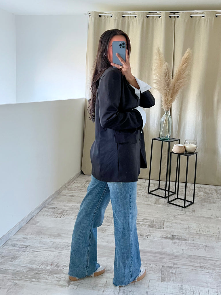 Blazer Manches Revers Noir