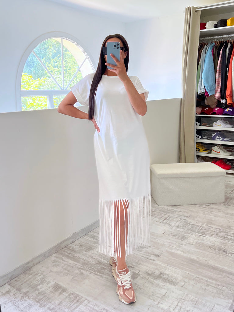 Robe À Franges Blanc
