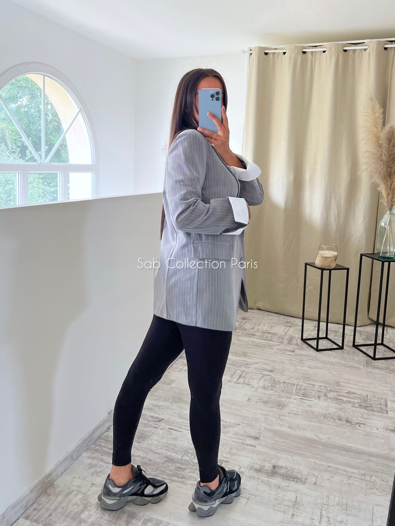 Blazer À Rayures Gris