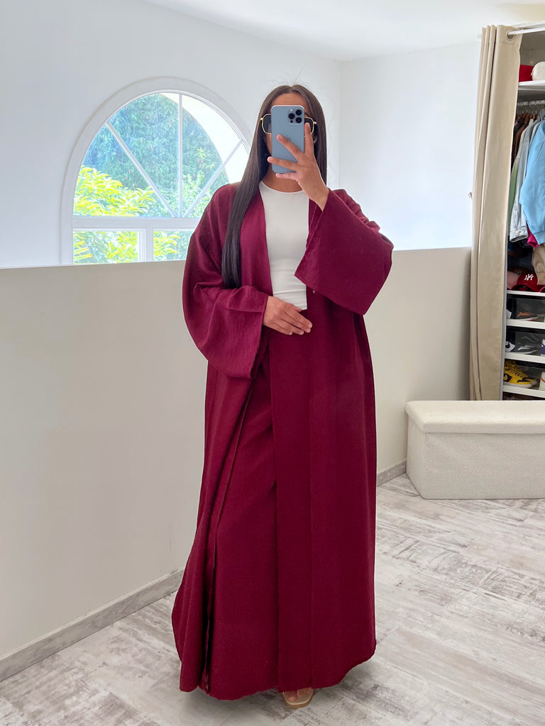 Ensemble Jupe Kimono Lin Bordeaux