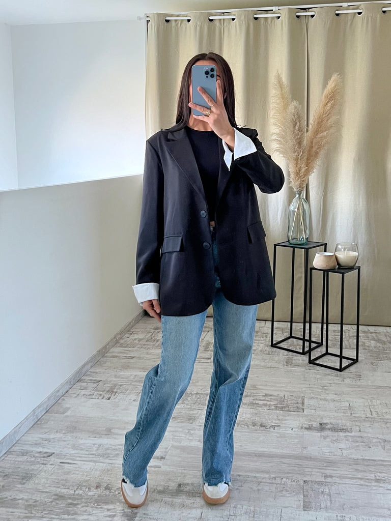 Blazer Manches Revers Noir