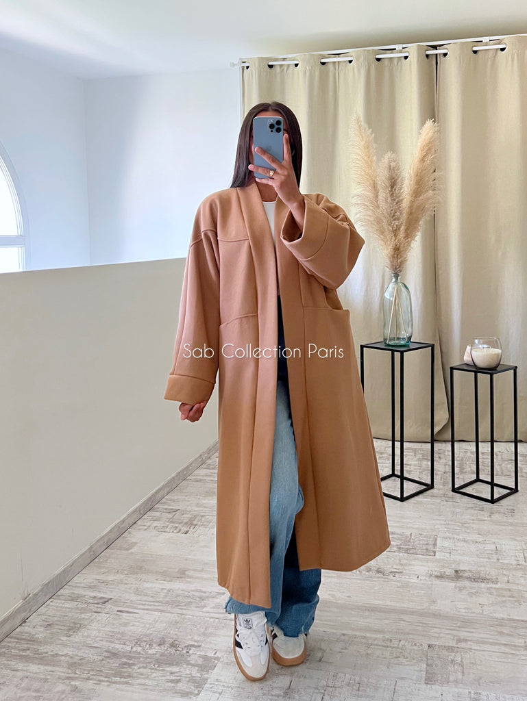 Veste Longue Oversize Camel