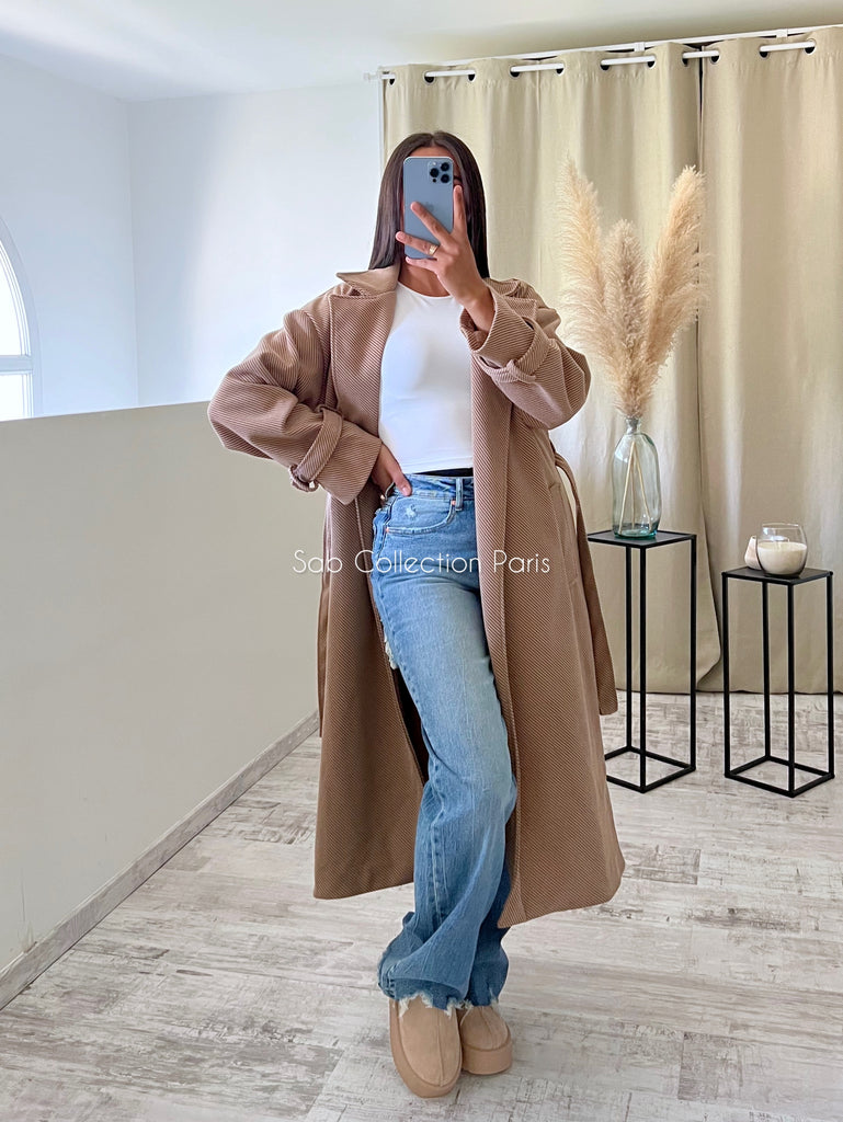 Manteau Inspi Z Rayé Camel