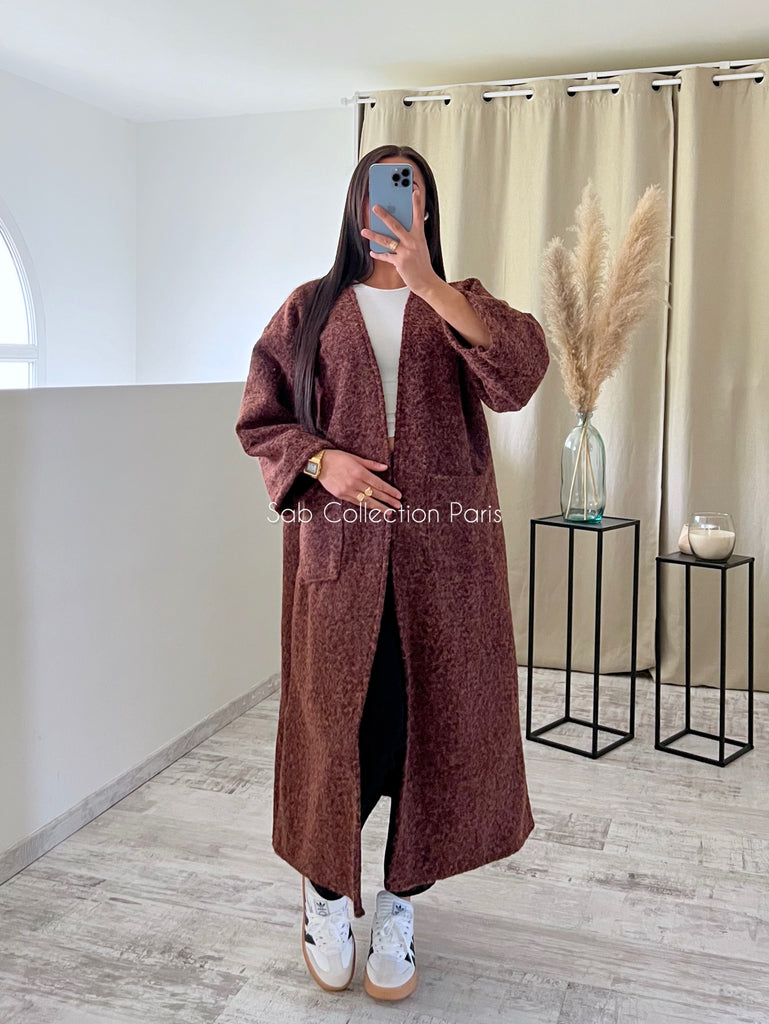 Veste Longue Oversize Moumoute Marron