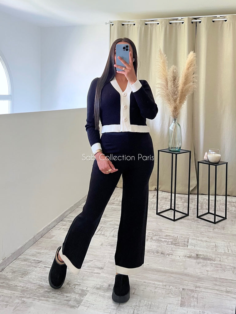 Ensemble Maille Bicolore Noir