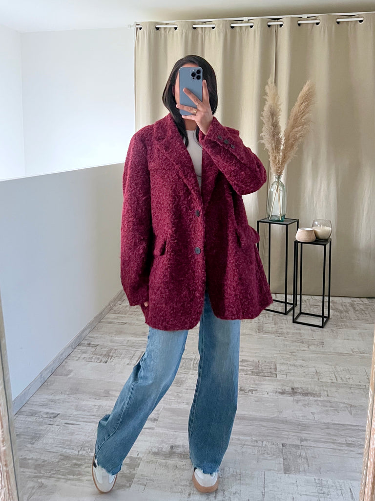 Blazer Moumoute Oversize Bordeaux