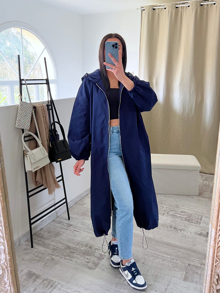 Veste Coupe Vent À Capuche Marine