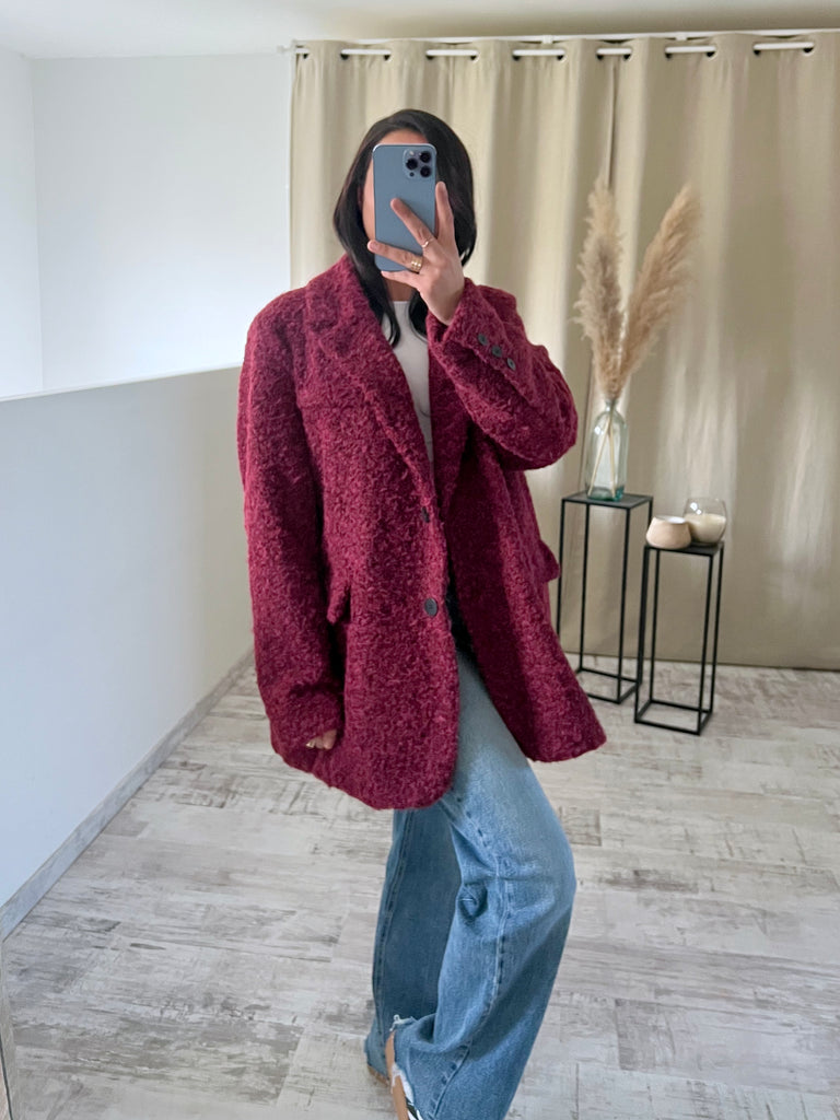 Blazer Moumoute Oversize Bordeaux
