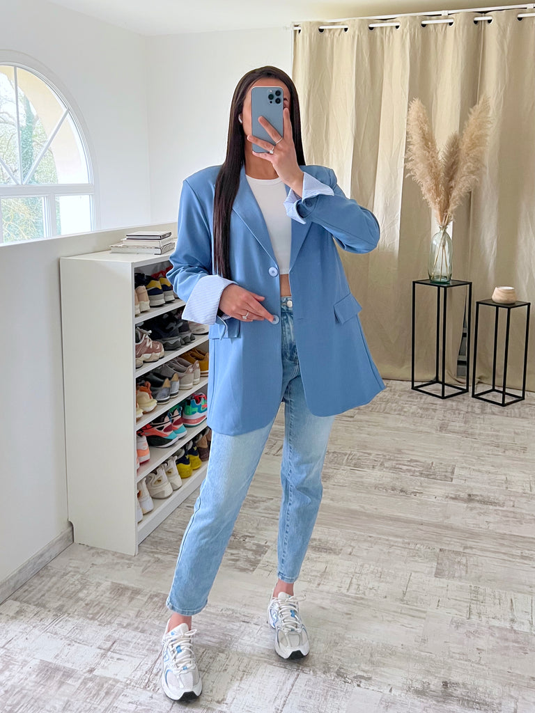 Blazer Manches Revers Bleu/Bleu