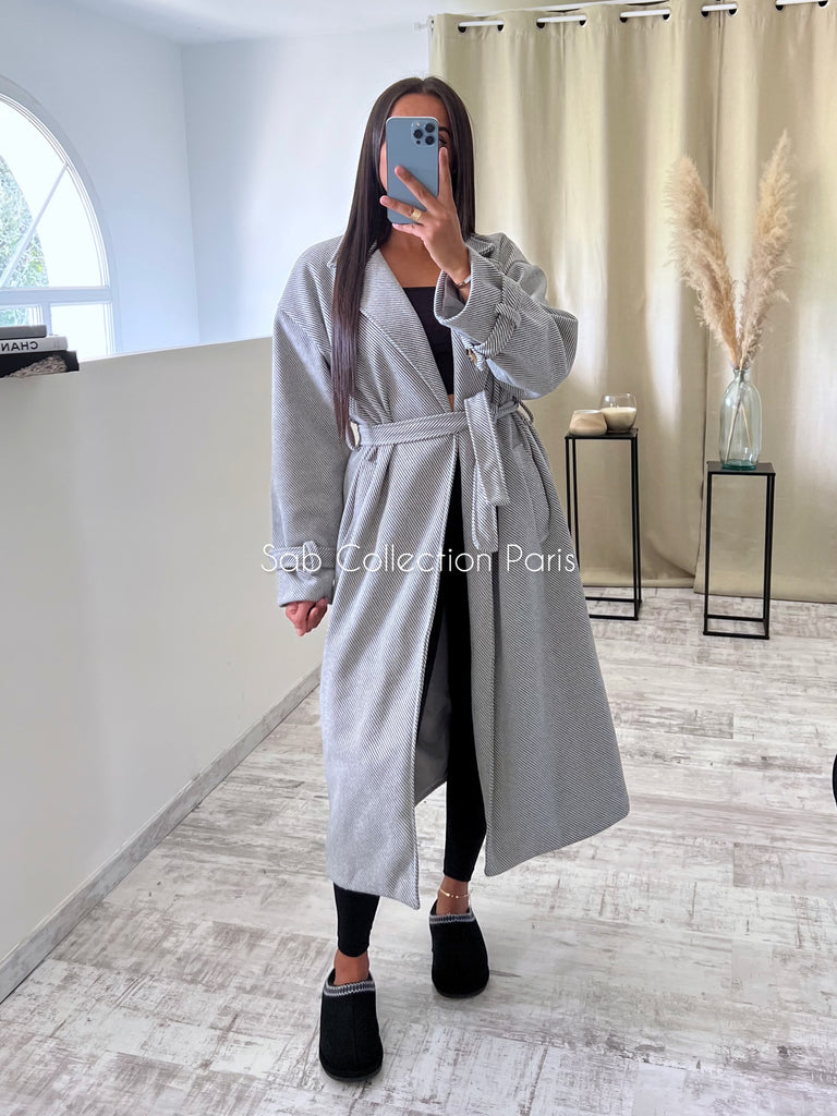 Manteau Inspi Z Rayé Gris