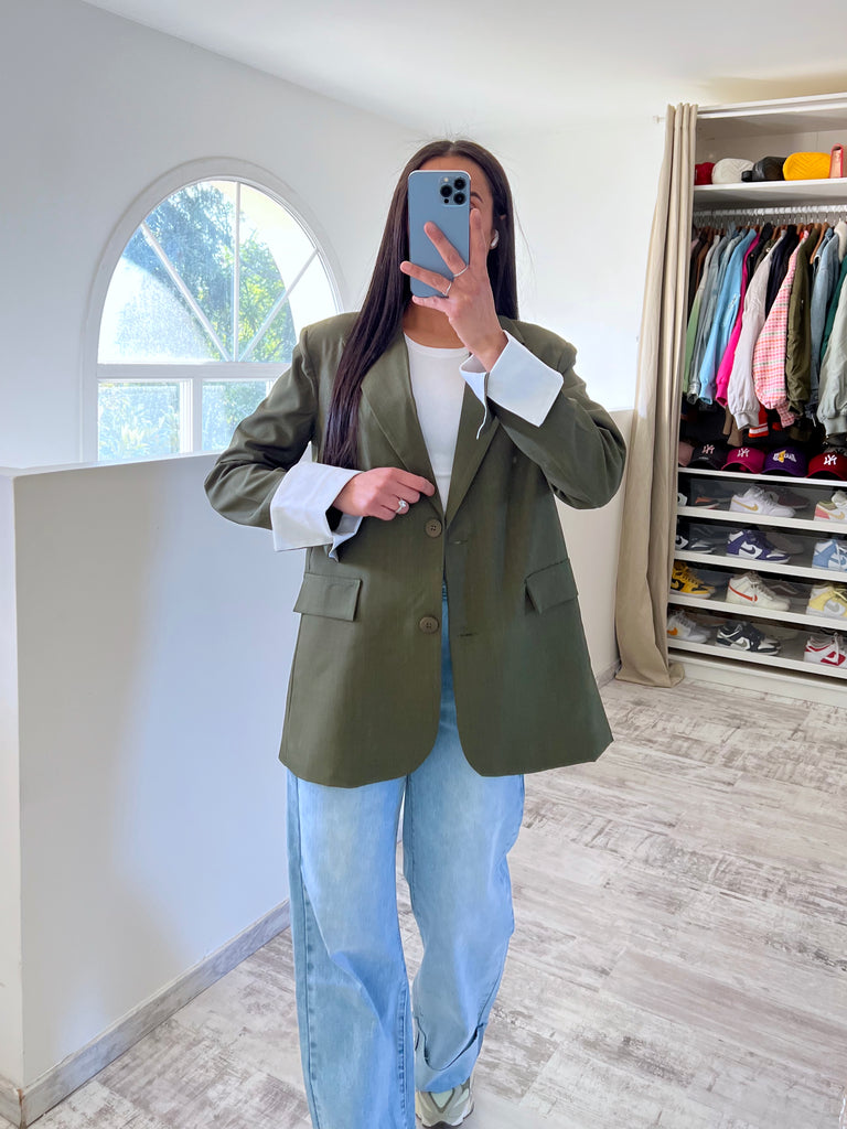 Blazer Manches Revers Kaki