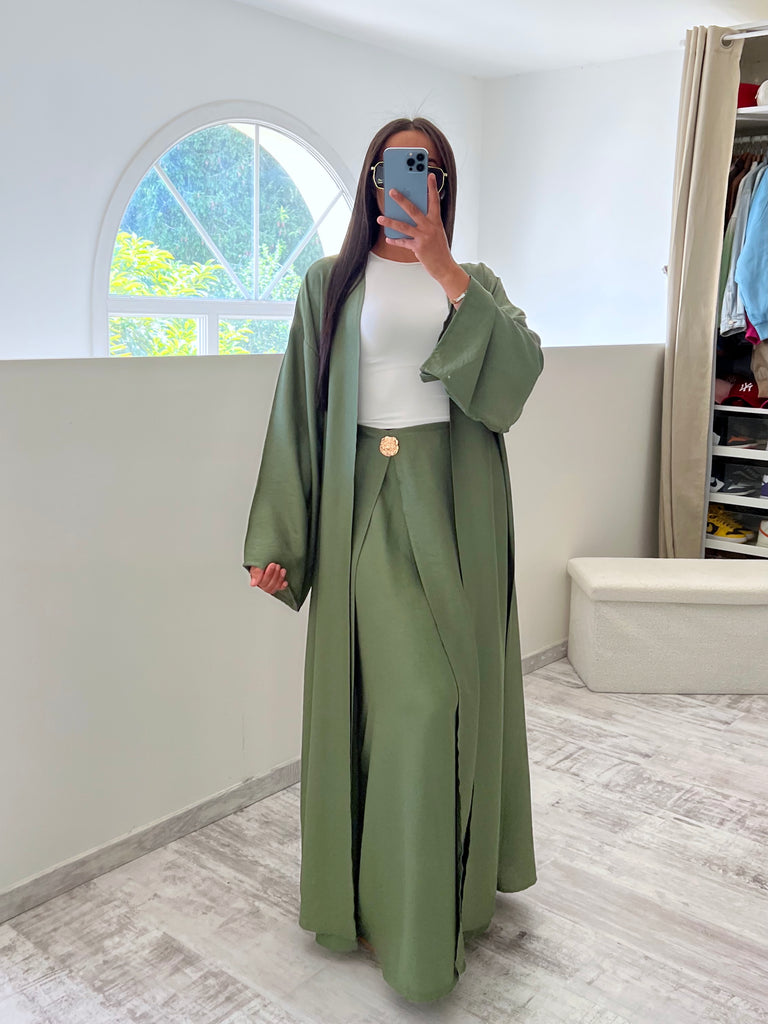 Ensemble Jupe Kimono Lin Kaki
