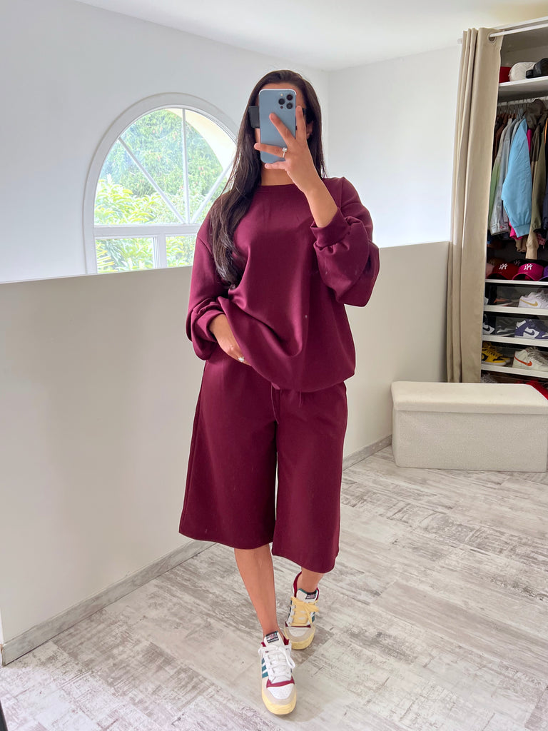 Ensemble Bermuda Sweat Bordeaux