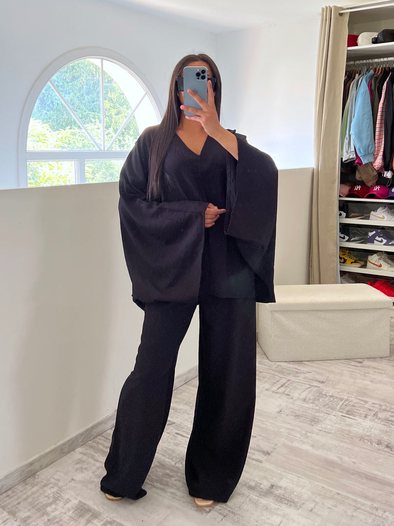 Ensemble Tunique Manches Chauve Souris Noir
