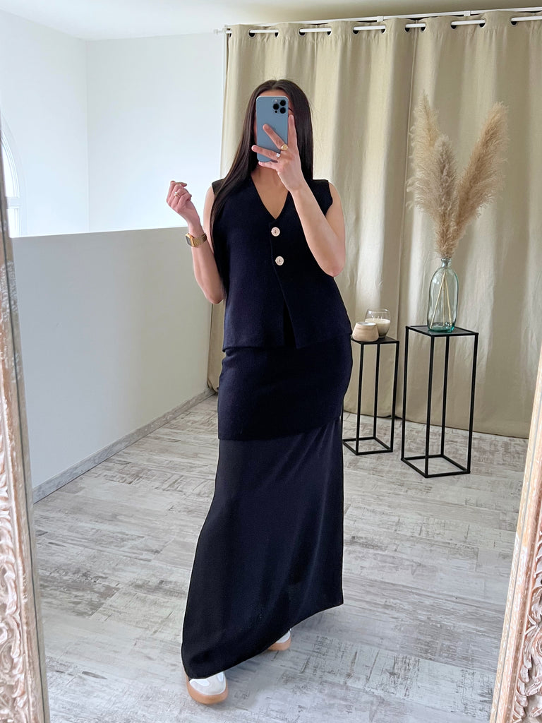 Ensemble Jupe Bi Matière Noir