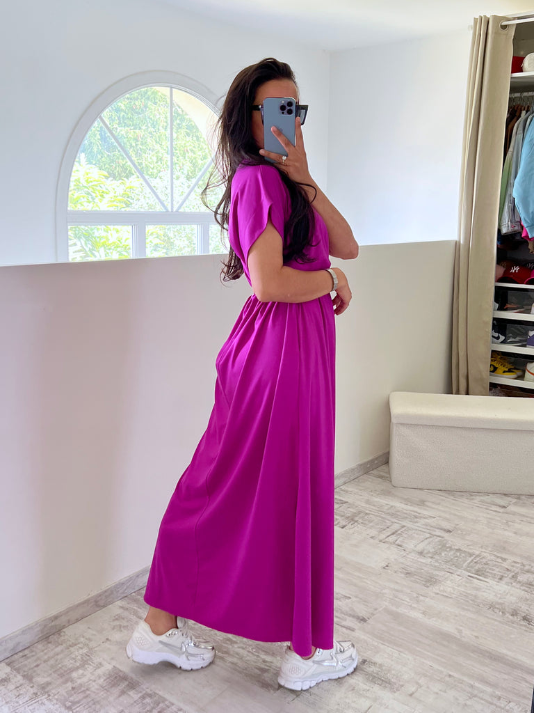 Robe À Ceinture Tresse Prune