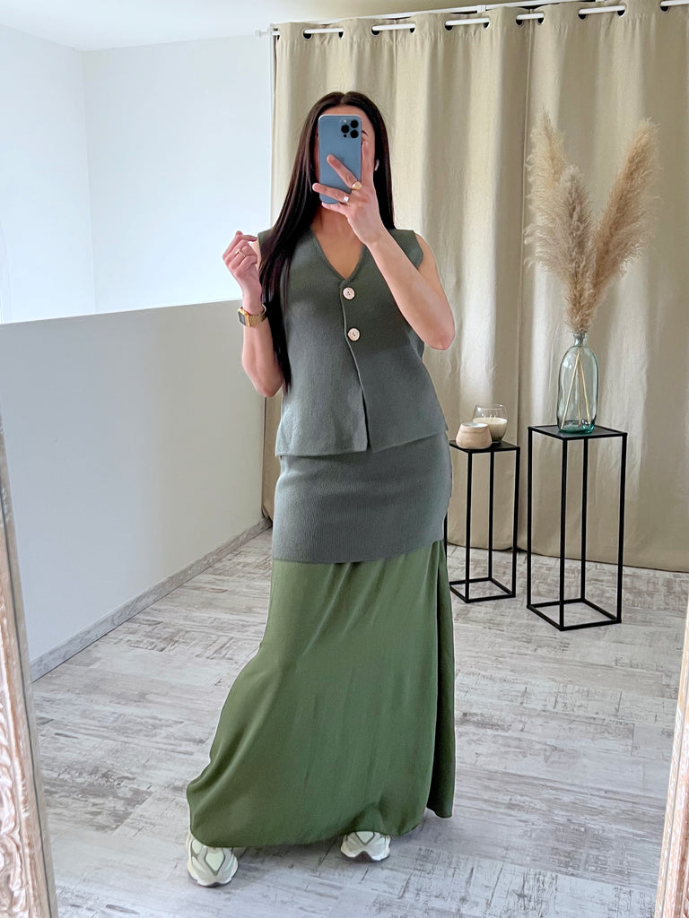 Ensemble Jupe Bi Matière Kaki