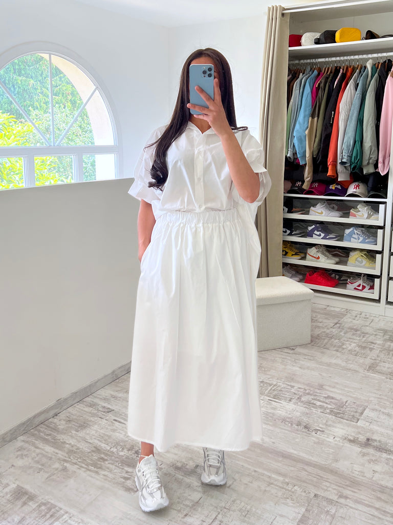 Ensemble Jupe Chemise Popeline Blanc