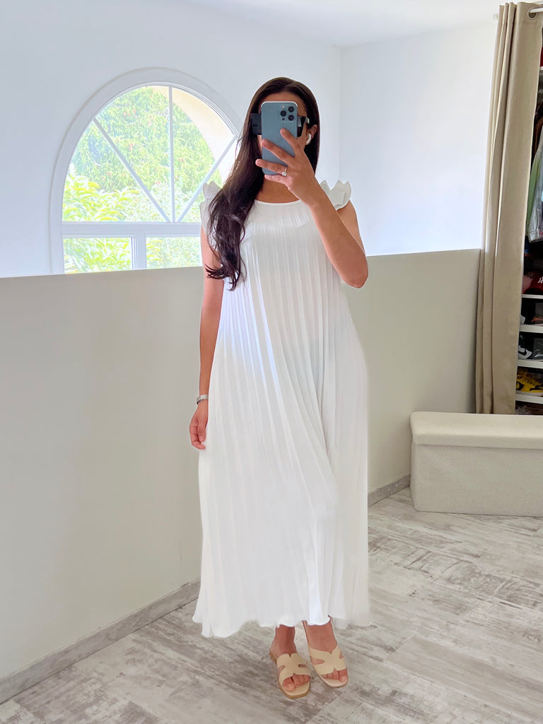 Robe Plissée Blanc