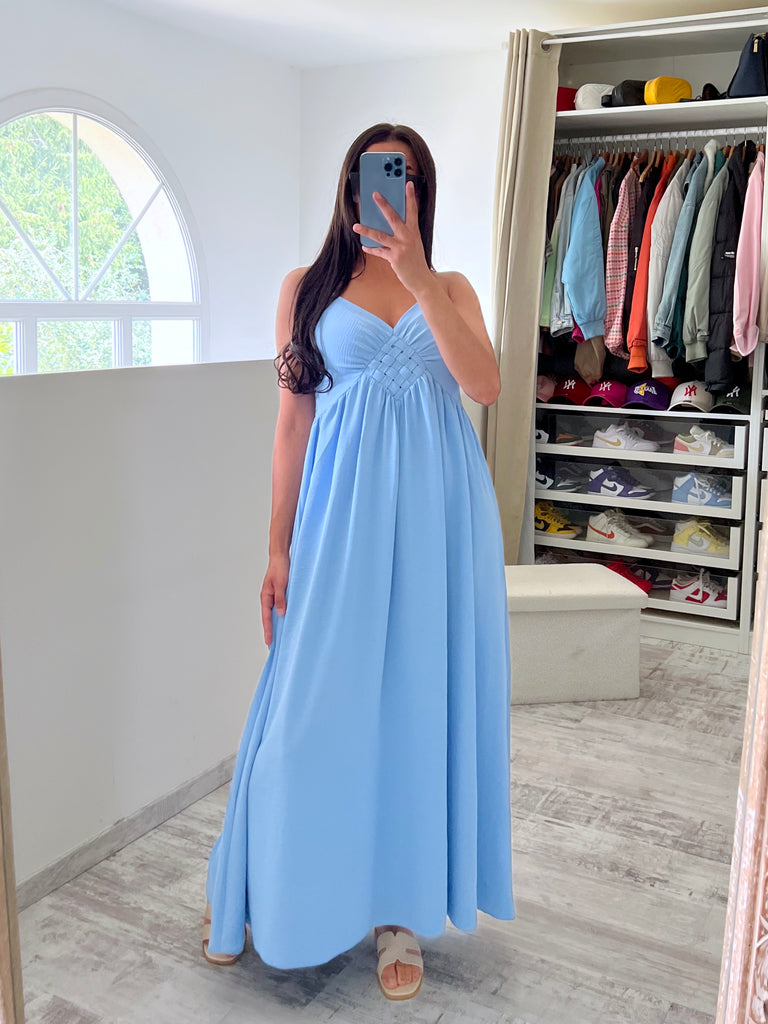 Robe Détail Noeuds Bleu Ciel