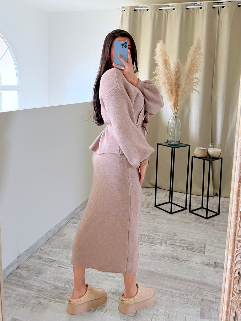 Ensemble Jupe Cache Cœur Taupe