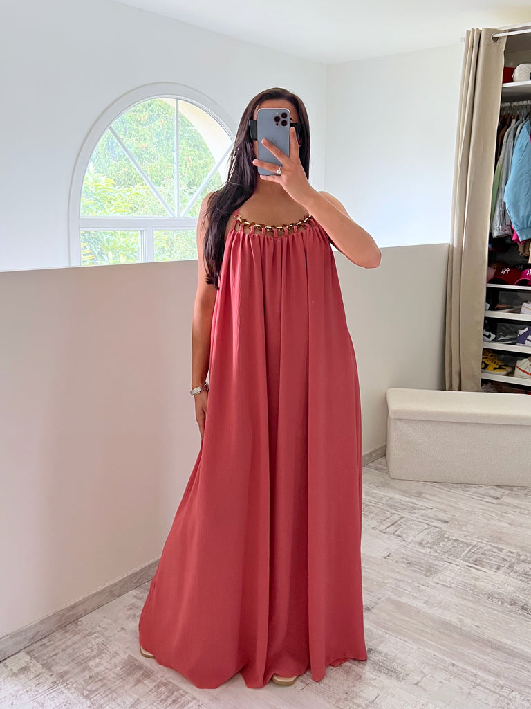 Robe Col Boucles Dorés Blush
