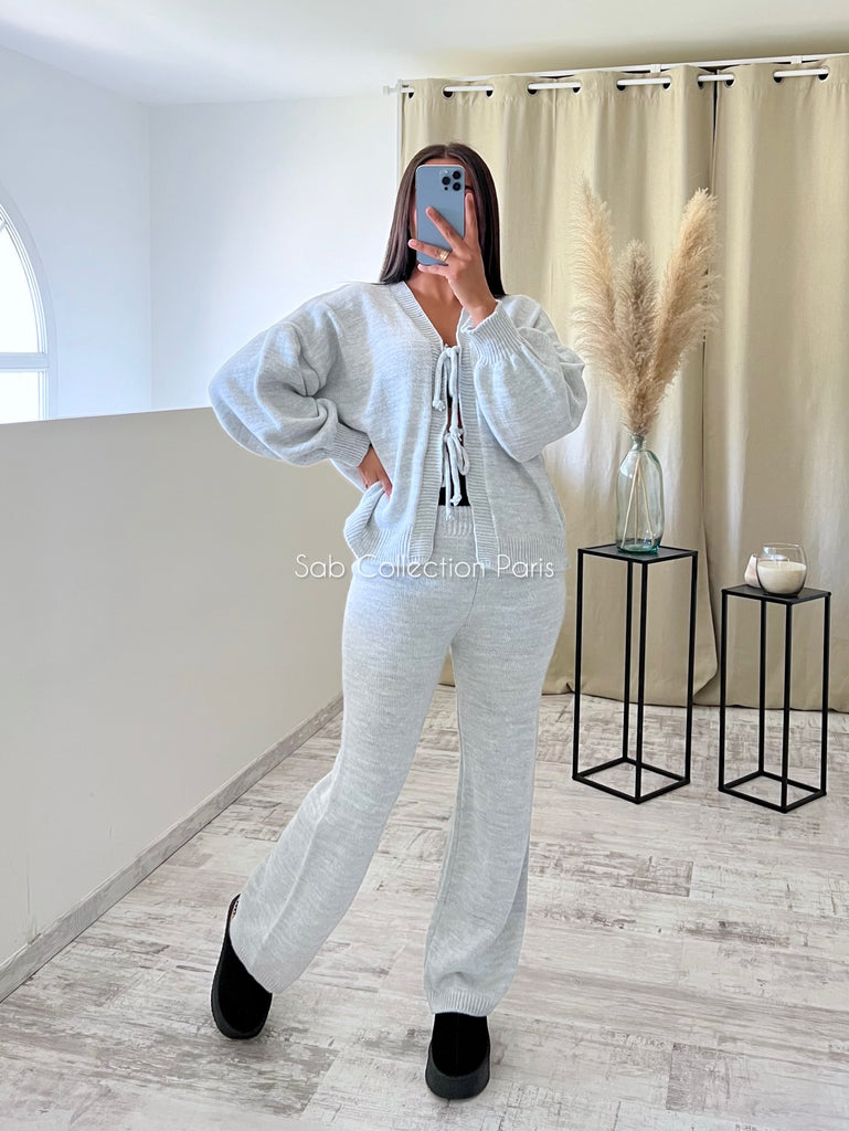 Ensemble Maille À Nouer Gris