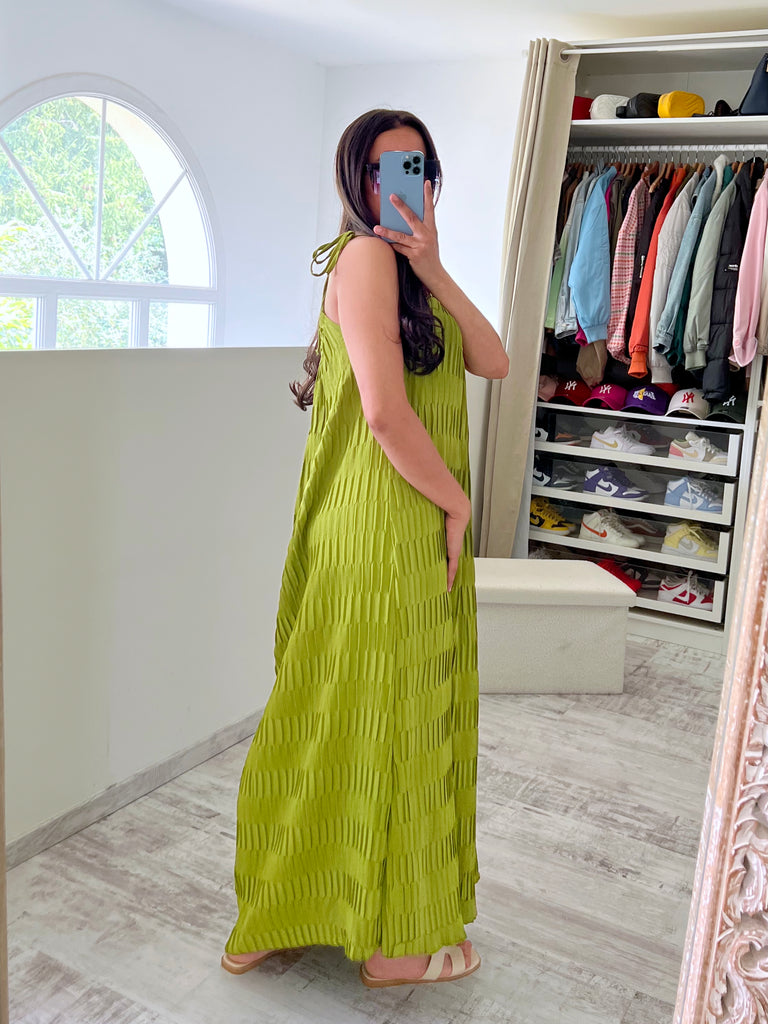 Robe Bretelles Pierres Anis