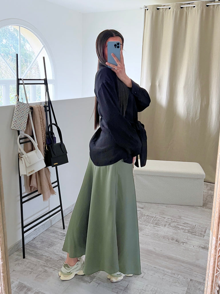 Jupe Satin Opaque Kaki