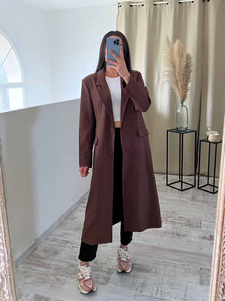 Blazer Cintré Long Marron