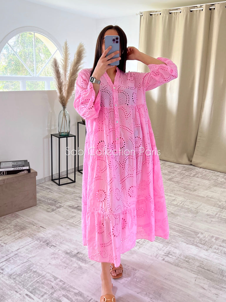 Robe Broderie Anglaise Rose