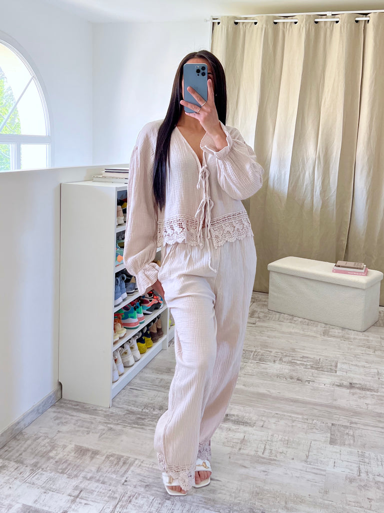 Ensemble Gaz De Coton Beige