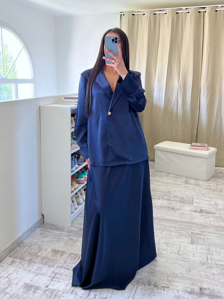 Ensemble Jupe Satin Modest Marine