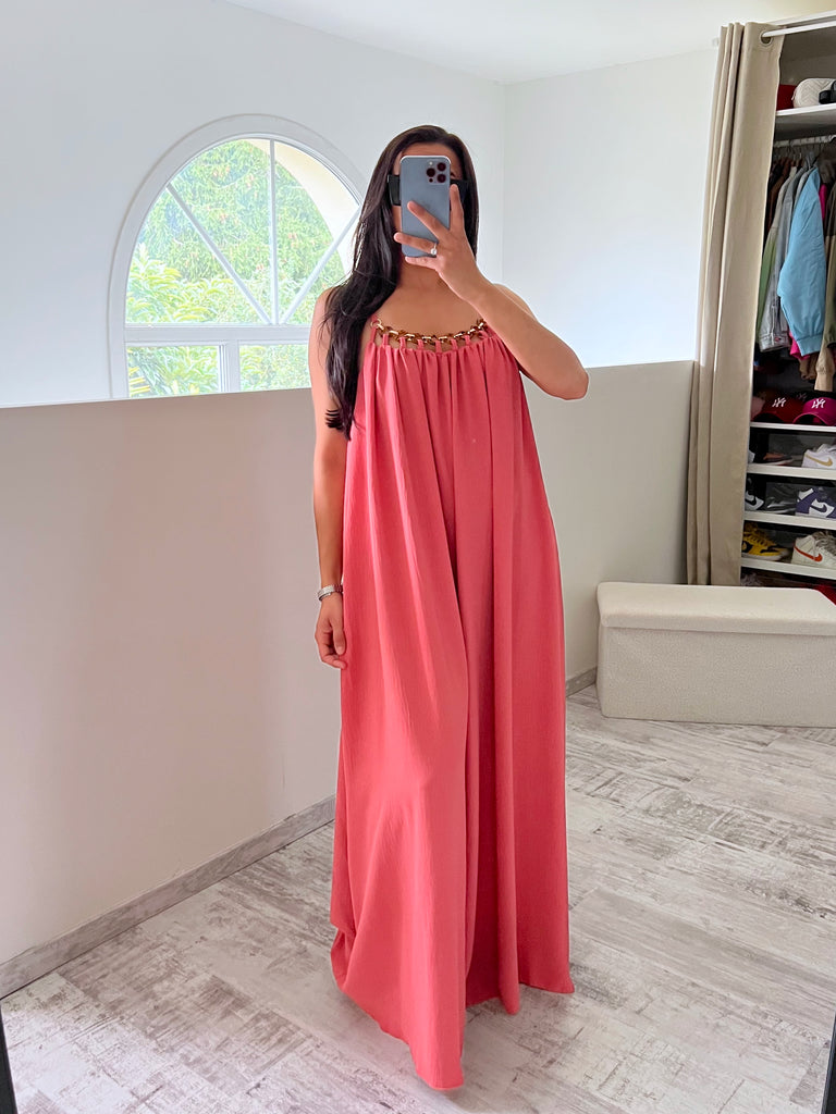Robe Col Boucles Dorés Blush