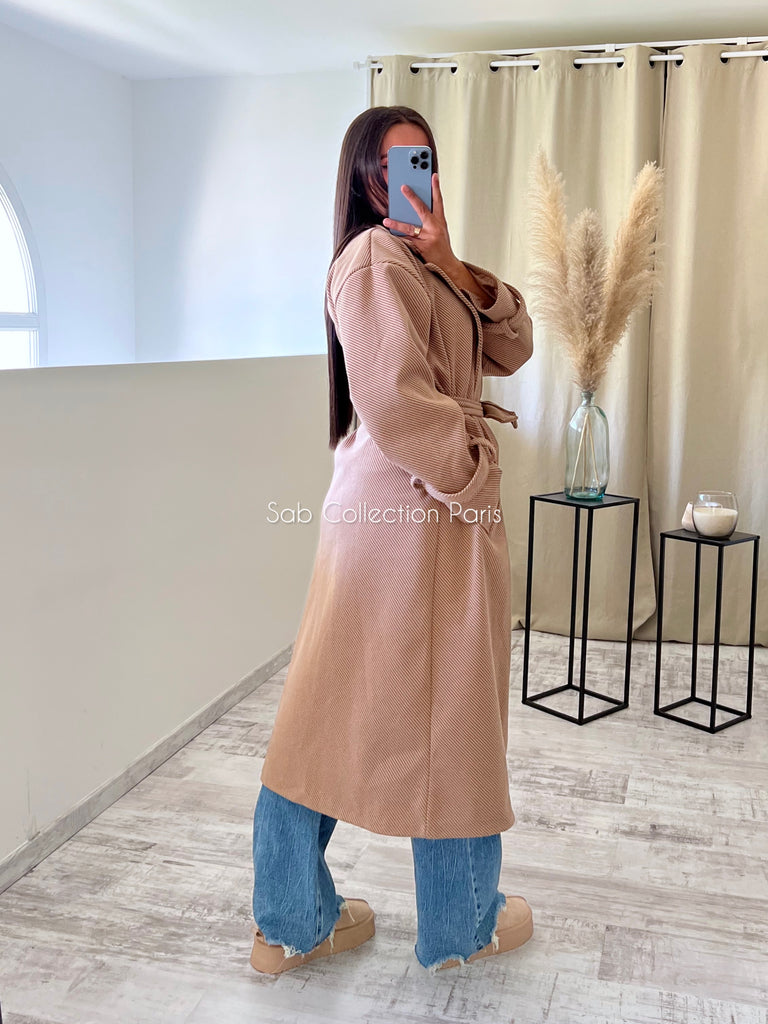 Manteau Inspi Z Rayé Camel