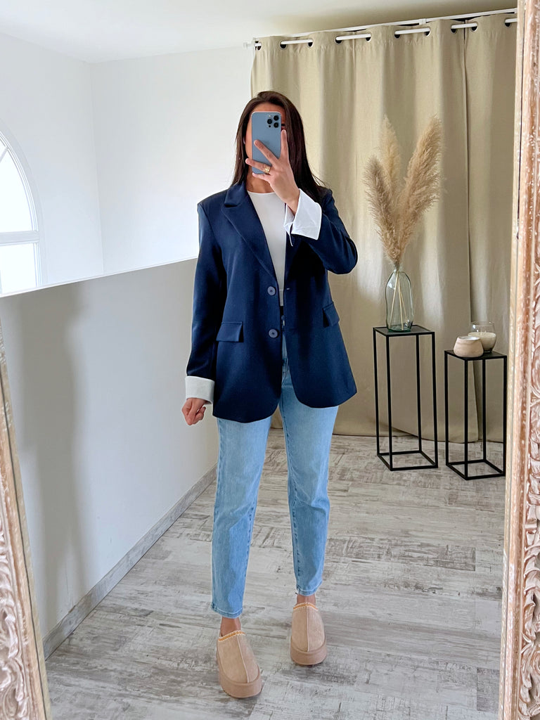 Blazer Manches Revers Marine