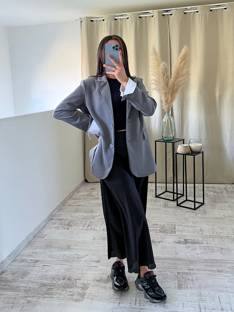Blazer Manches Revers Gris
