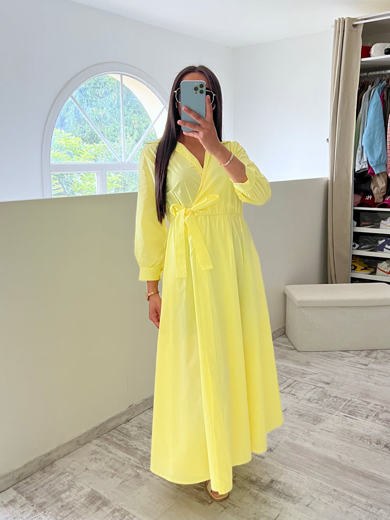 Robe Cache Cœur Popeline Jaune