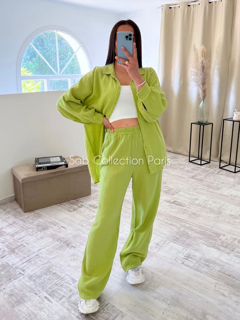 Ensemble Chemise Gaz De Coton Anis