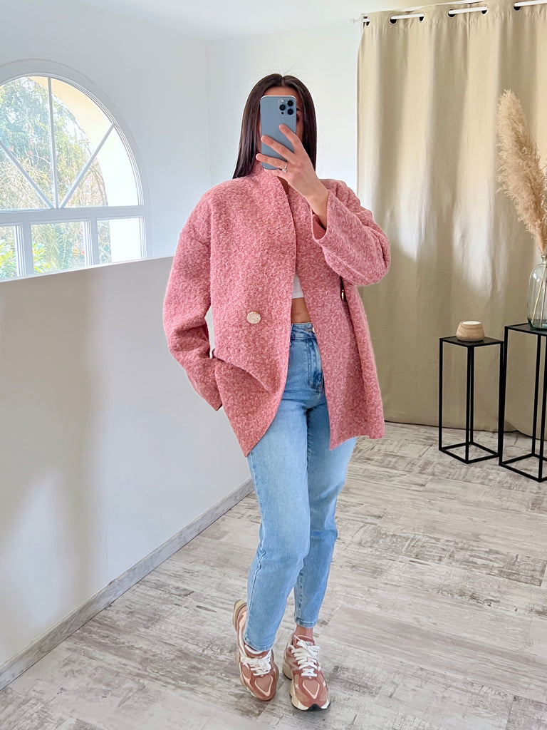 Veste Moumoute Boutons Dorés Blush