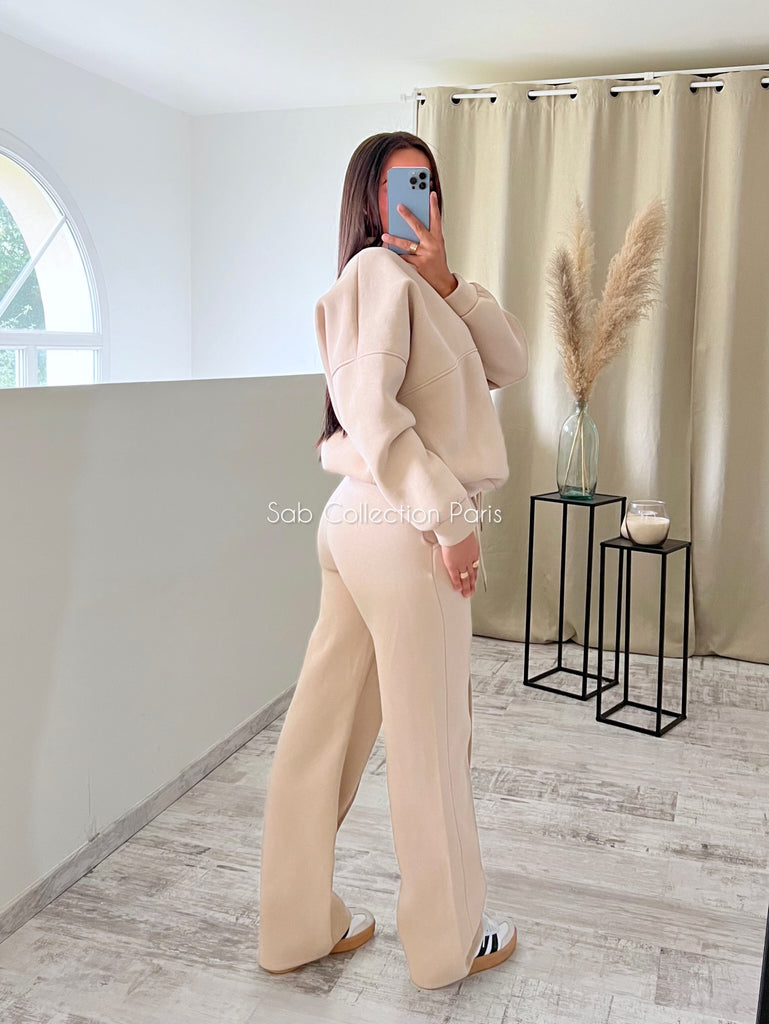 Ensemble Jogging Gilet Beige
