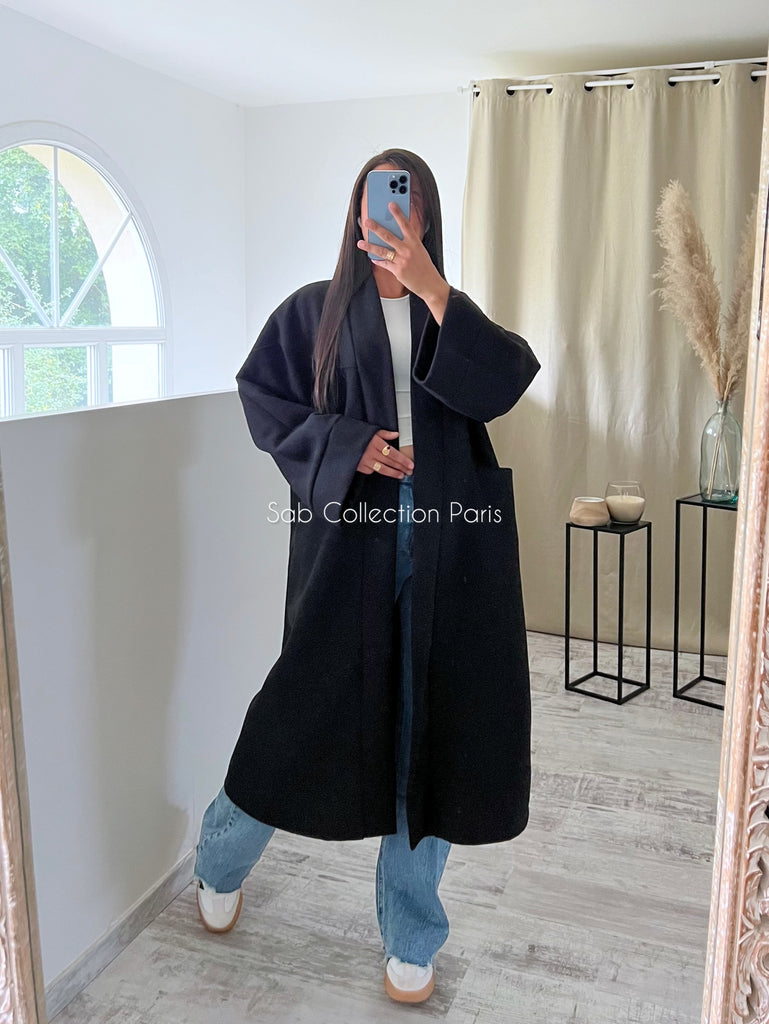 Veste Longue Oversize Noir