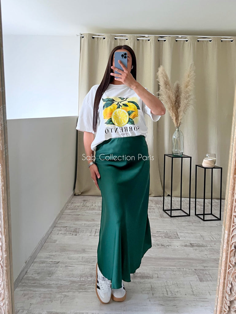 Jupe Satin Opaque Vert Sapin
