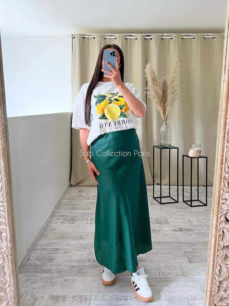 Jupe Satin Opaque Vert Sapin