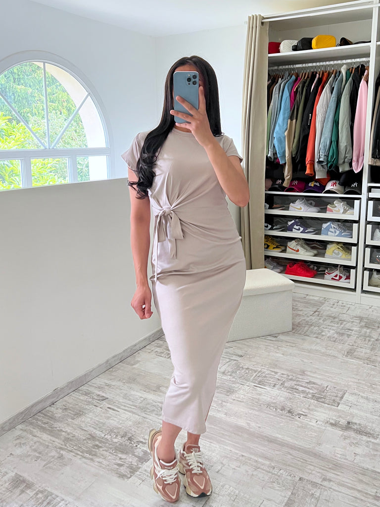 Robe À Noeud Taupe